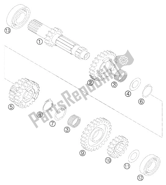 All parts for the Transmission I - Main Shaft of the KTM 450 XC G Racing USA 2006