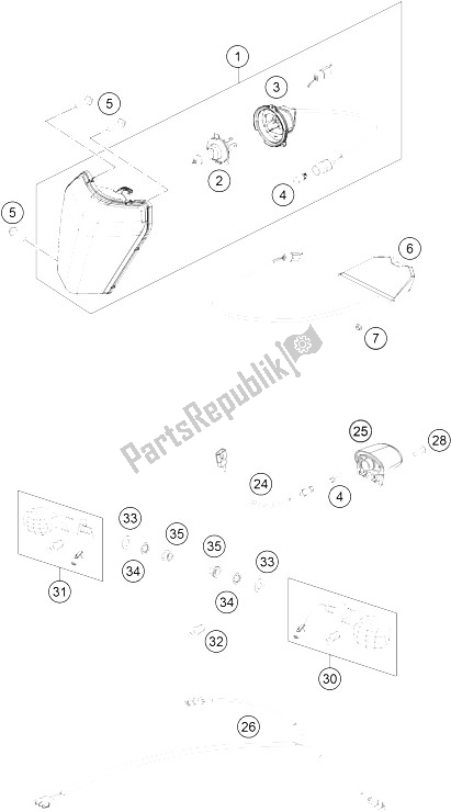 Tutte le parti per il Sistema Di Illuminazione del KTM 250 EXC F CKD Brazil 2016