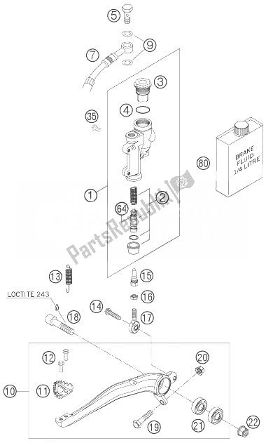 Tutte le parti per il Controllo Del Freno Posteriore del KTM 400 XC W USA 2007