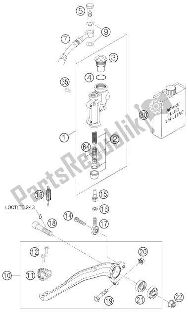 All parts for the Rear Brake Control of the KTM 450 XC Europe 2007