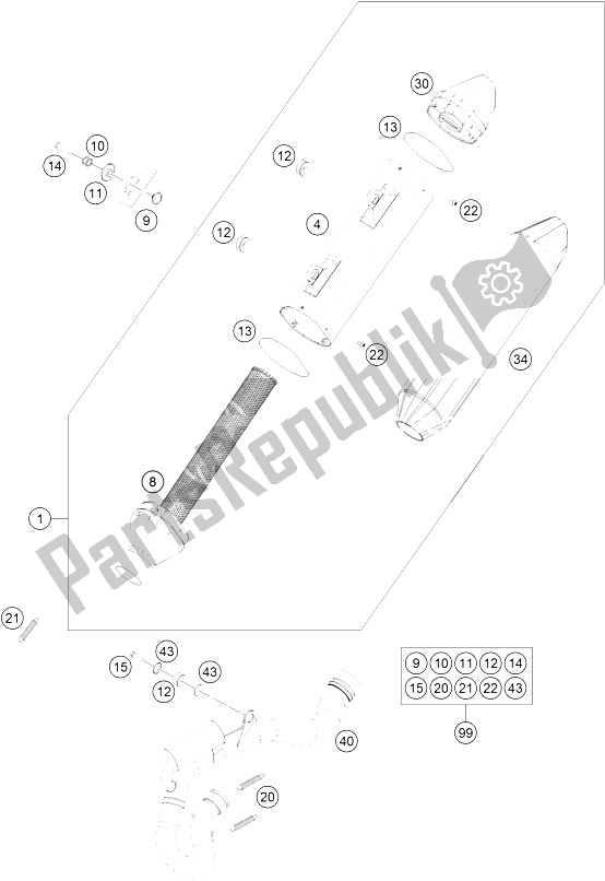 Wszystkie części do System Wydechowy KTM 250 XC F USA 2016