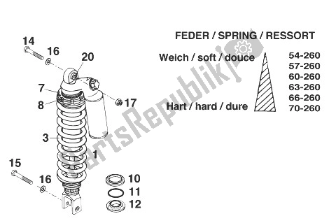 All parts for the Rear Suspension Wp 400/620 Sc '99 of the KTM 400 SUP Comp 20 KW Europe 1999