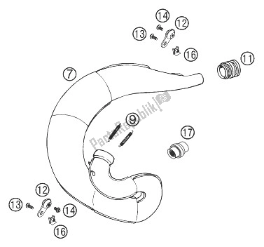 All parts for the Exhaust 250/300 of the KTM 250 EXC USA 2003