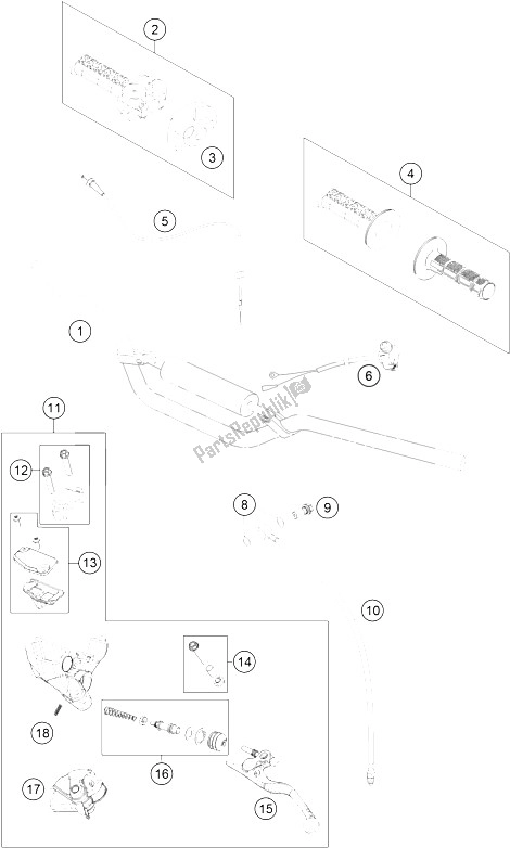 Toutes les pièces pour le Guidon, Commandes du KTM 65 SXS USA 2015