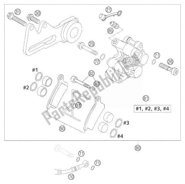 All parts for the Brake Caliper Rear Formula 85 of the KTM 85 SX Europe 2003