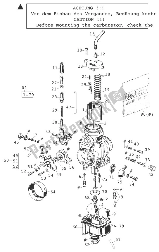 Alle onderdelen voor de Carburateur Dell Orto Phm38nd '98 van de KTM 640 LC 4 Europe 1999