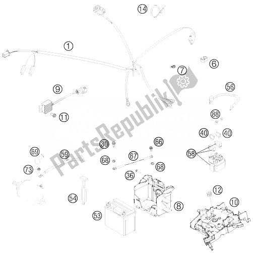 All parts for the Wiring Harness of the KTM 250 XC Europe USA 2014