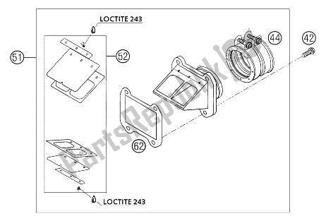 All parts for the Reed Valve Housing Boyesen 250 of the KTM 250 SX Vorserie MOD 03 Europe 2002