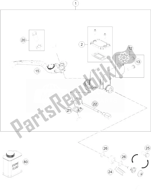 All parts for the Hand Brake Cylinder of the KTM 690 SMC R ABS Australia 2014