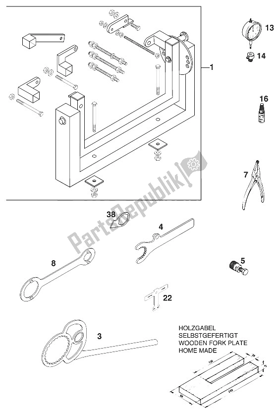 Tutte le parti per il Attrezzi Speciali 125-200 20 del KTM 125 EXC USA 2000