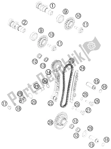 All parts for the Timing Drive of the KTM 450 SX F USA 2012