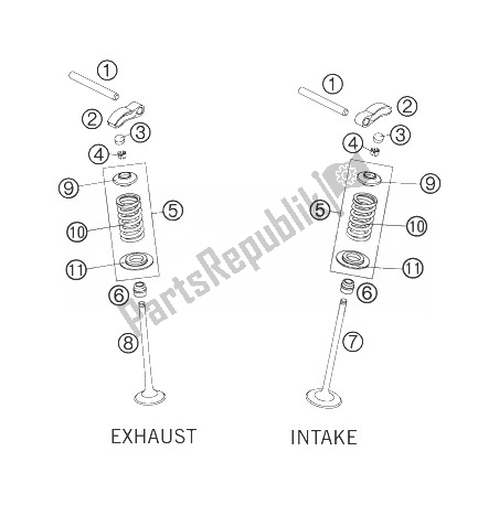 Wszystkie części do Nap? D Zaworu KTM 250 XC F USA 2007