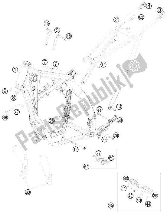 Tutte le parti per il Telaio del KTM 125 SX Europe 2008