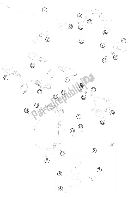 Todas as partes de Sistema De Luz do KTM 990 Adventure Orange ABS Europe 2006