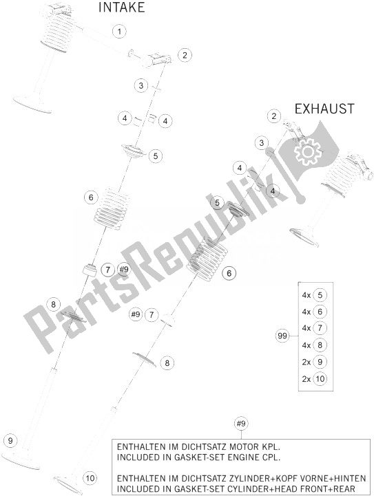 All parts for the Valve Drive of the KTM 1190 ADV ABS Grey WES Europe 2014