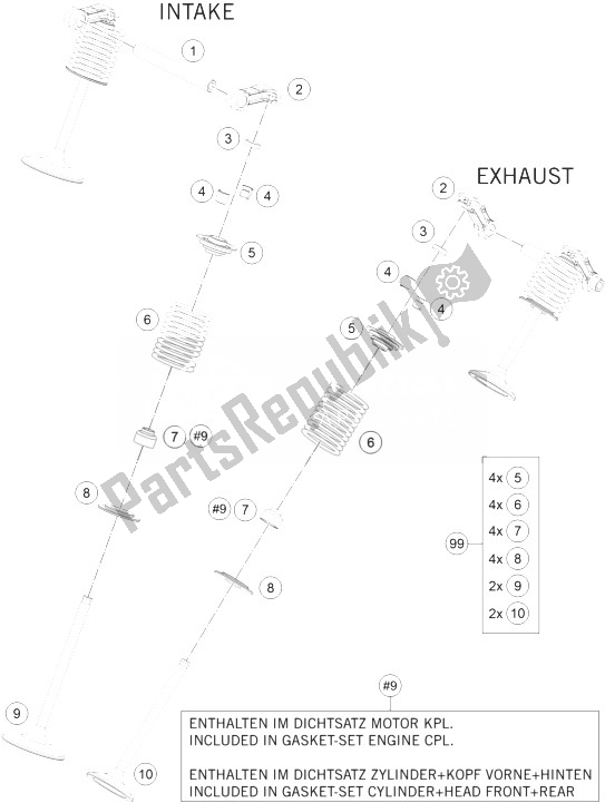 Tutte le parti per il Azionamento Della Valvola del KTM 1190 Adventure R ABS China 2014