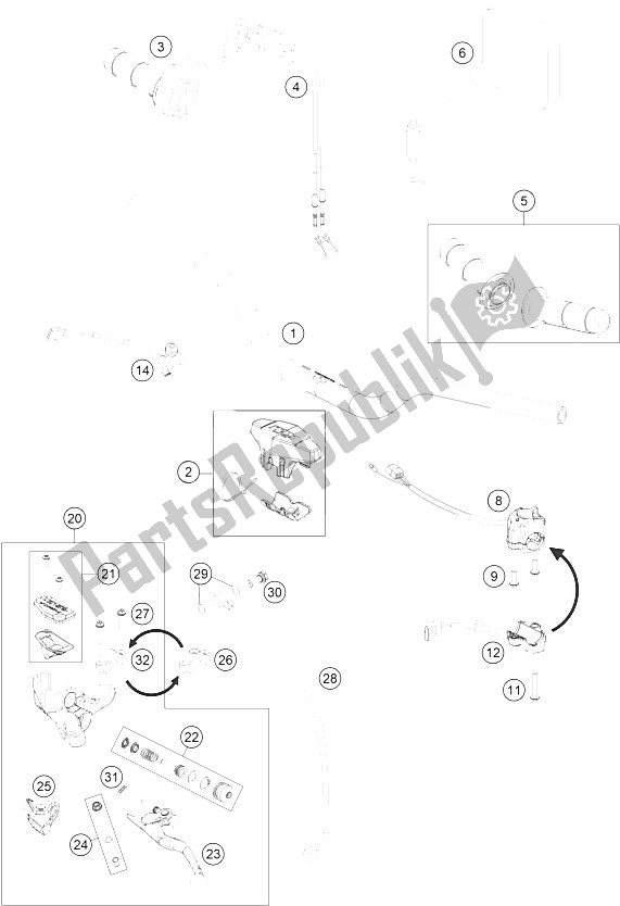 All parts for the Handlebar, Controls of the KTM Freeride 350 Europe 2015