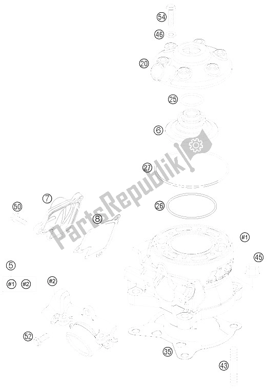 All parts for the Cylinder of the KTM 85 SX 17 14 Europe 2009