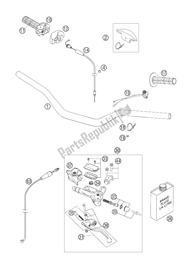 Todas las partes para Manillar, Controles de KTM 250 XC W USA 2006