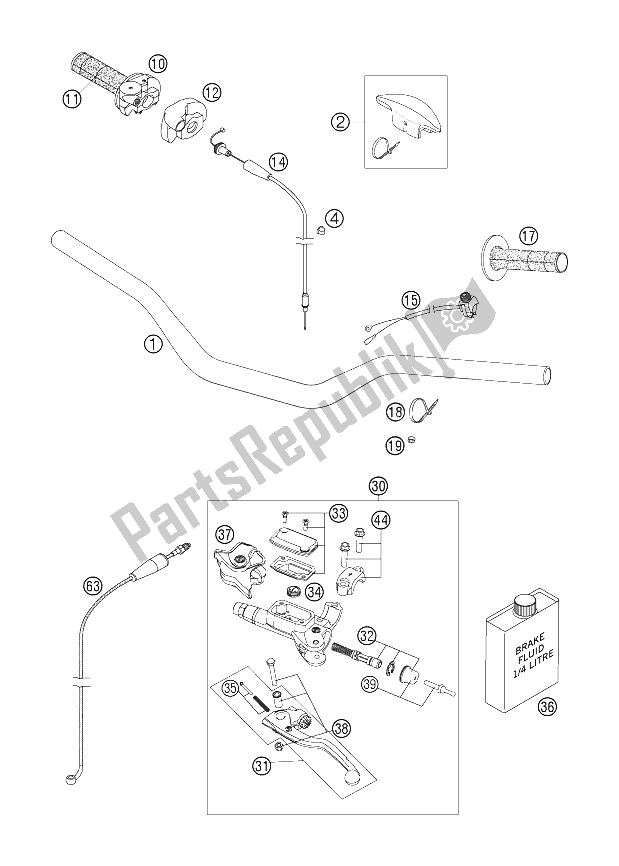 All parts for the Handlebar, Controls of the KTM 300 XC W South Africa 2006