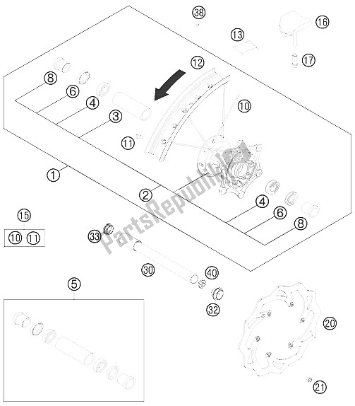 All parts for the Front Wheel of the KTM 125 SX Europe 2012