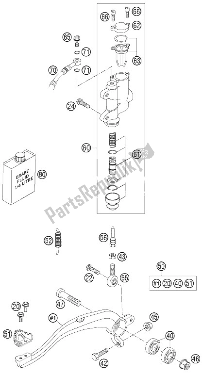 Toutes les pièces pour le Commande De Frein Arrière du KTM 105 SX Europe 2006