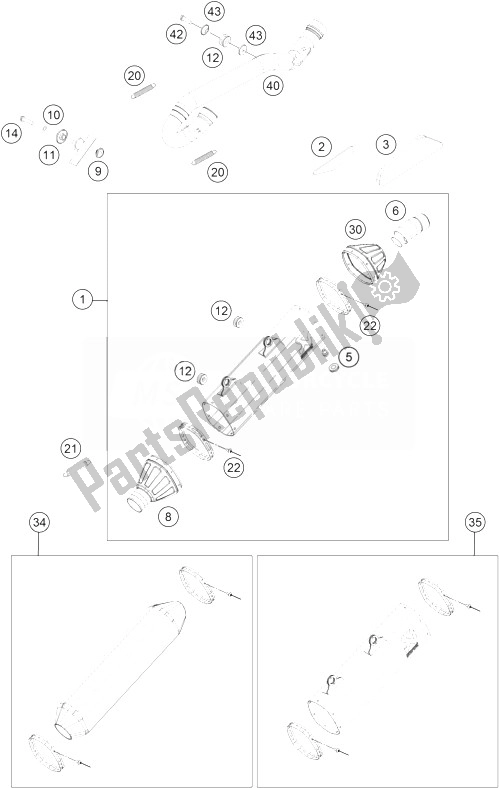 All parts for the Exhaust System of the KTM 450 SX F Factory Edition USA 2014