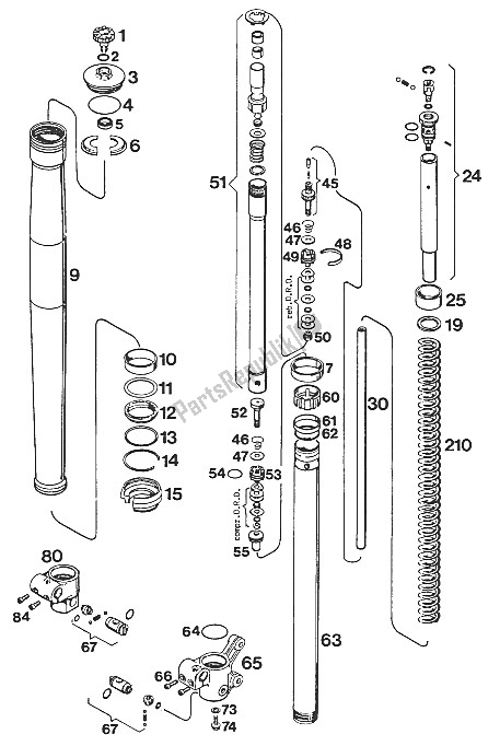 Toutes les pièces pour le Jambe De Fourche Wp 125/550 ? 93 du KTM 125 E XC USA 1994