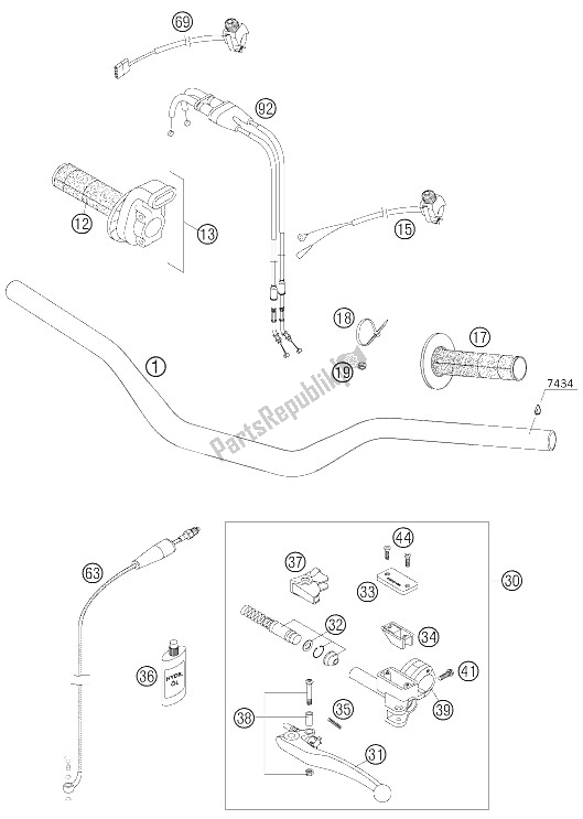 Tutte le parti per il Manubrio, Comandi del KTM 450 EXC G Racing USA 2006