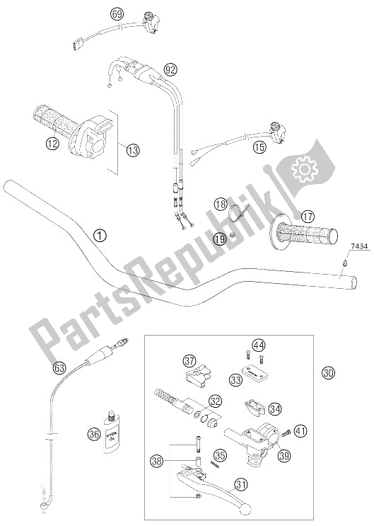 Todas las partes para Manillar, Controles de KTM 525 XC G Racing USA 2006