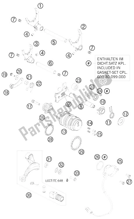 Toutes les pièces pour le Mécanisme De Changement du KTM 990 Adventure S Europe 2008