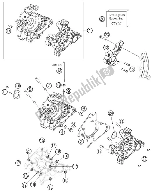 All parts for the Engine Case of the KTM 50 SX Europe 2011