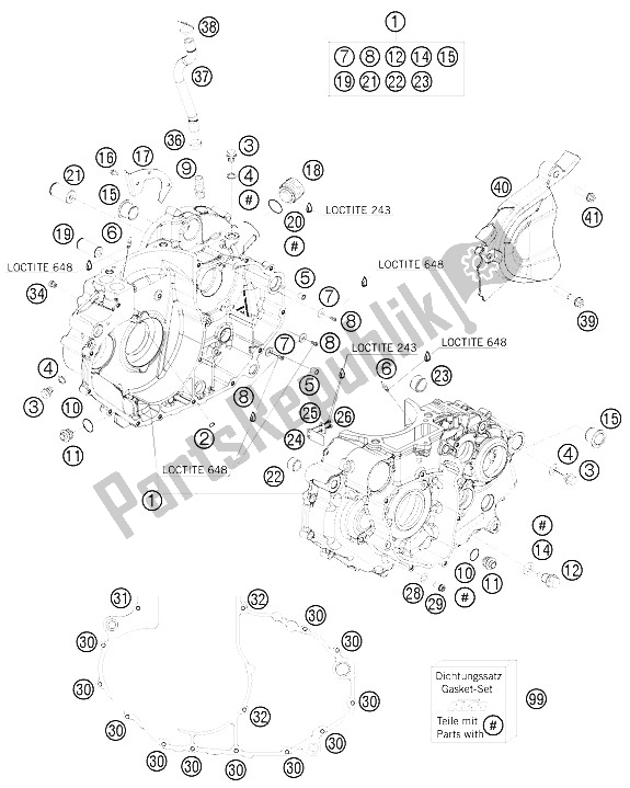 All parts for the Engine Case of the KTM 690 Enduro 08 Europe 2008