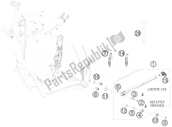 Wszystkie części do Podstawka Boczna / ? Rodkowa KTM 250 EXC F Europe 2013