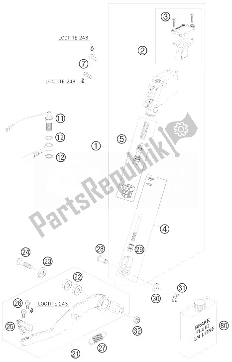 All parts for the Rear Brake Control of the KTM 950 Supermoto R Europe 2007