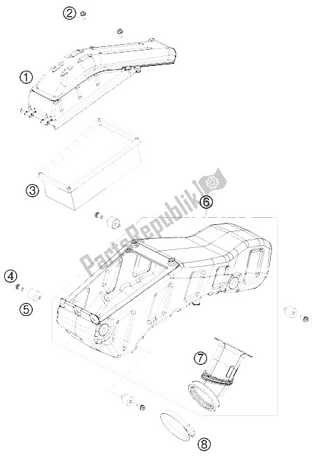 All parts for the Air Filter of the KTM 690 Enduro 08 Europe 2008