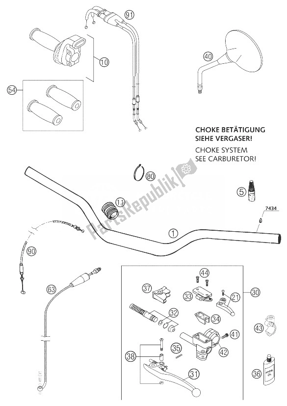 All parts for the Handlebar, Controls 660 Rallye of the KTM 660 Rallye Factory Repl Europe 2004