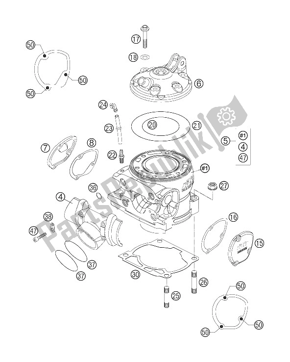 All parts for the Cylinder, Cylinderhead of the KTM 250 XC USA 2006