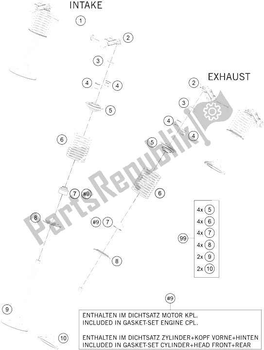 All parts for the Valve Drive of the KTM 1290 Superduke R S E ABS 16 Europe 2016