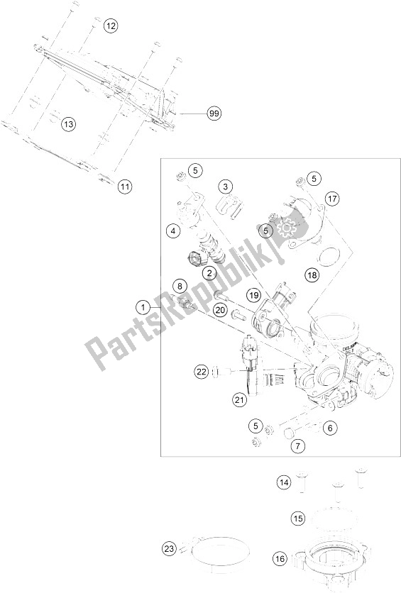 Tutte le parti per il Corpo Farfallato del KTM 200 Duke OR W O ABS CKD 16 China 2016