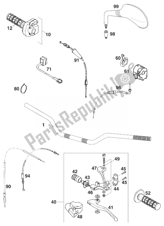 All parts for the Handle Bar - Controls 620 Comp. Lc4 of the KTM 620 LC 4 Competition Europe 1999