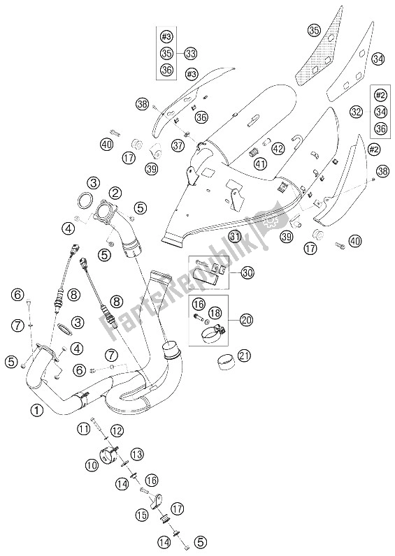 All parts for the Manifold, Silencer of the KTM 990 Superduke Black France 2006