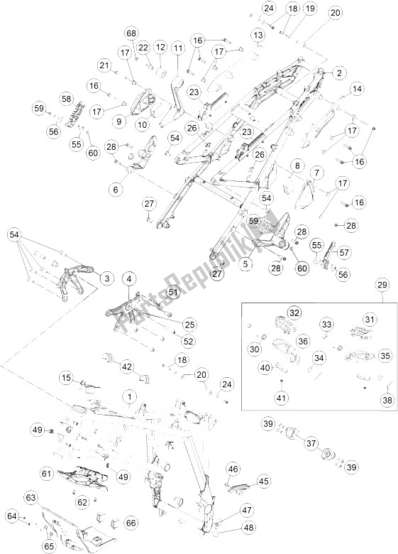 All parts for the Frame of the KTM 1190 Adventure R ABS Australia 2016