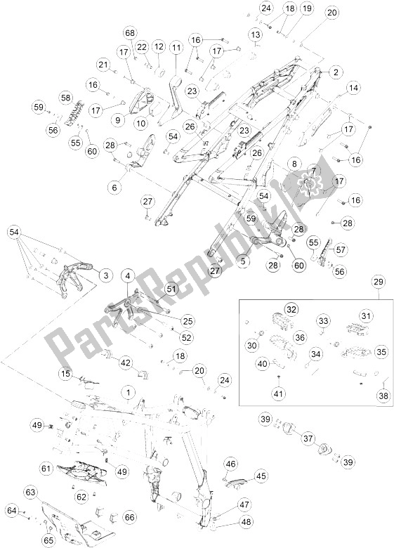 All parts for the Frame of the KTM 1190 Adventure R ABS France 2016