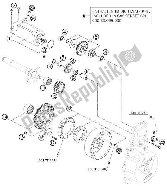 Todas las partes para Arrancador Eléctrico de KTM 950 Supermoto Black Europe 2005