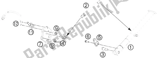 Tutte le parti per il Cavalletto Laterale / Centrale del KTM 690 Duke Orange ABS 2016 China 2015