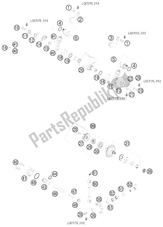 Alle onderdelen voor de Uitlaat Controle van de KTM 250 EXC Australia 2009