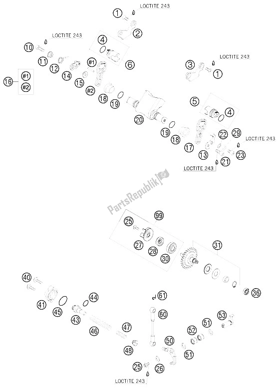 Tutte le parti per il Controllo Di Scarico del KTM 250 XC W South Africa 2009