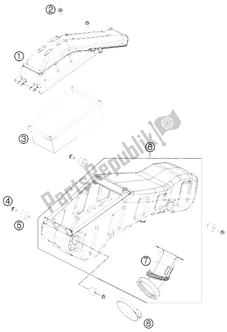 All parts for the Air Filter of the KTM 690 Enduro R Australia United Kingdom 2012