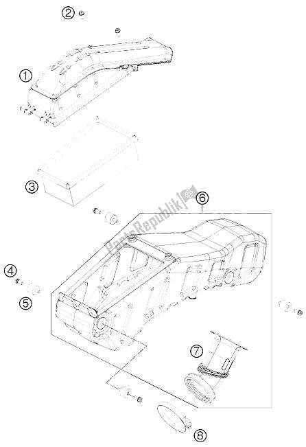 All parts for the Air Filter of the KTM 690 Enduro R Europe 2011